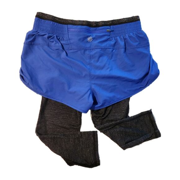 Athleta Go Getter 2 In 1 Knicker Capri Running Shorts Blue Gray Activewear Sz XS - Picture 2 of 4